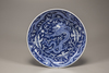 A blue and white 'dragon' dish