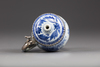 A Chinese blue and white mustard pot with European silver mounts