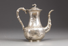 A Chinese export silver 'bird and flower' coffee pot