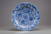 A large blue and white ‘lotus' dish