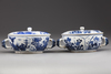 A matched pair of Chinese blue and white tureens with covers