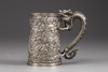 A Chinese export silver dragon-handled mug
