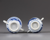 Two miniature Chinese blue and white twin-handled censers