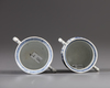 Two miniature Chinese blue and white twin-handled censers