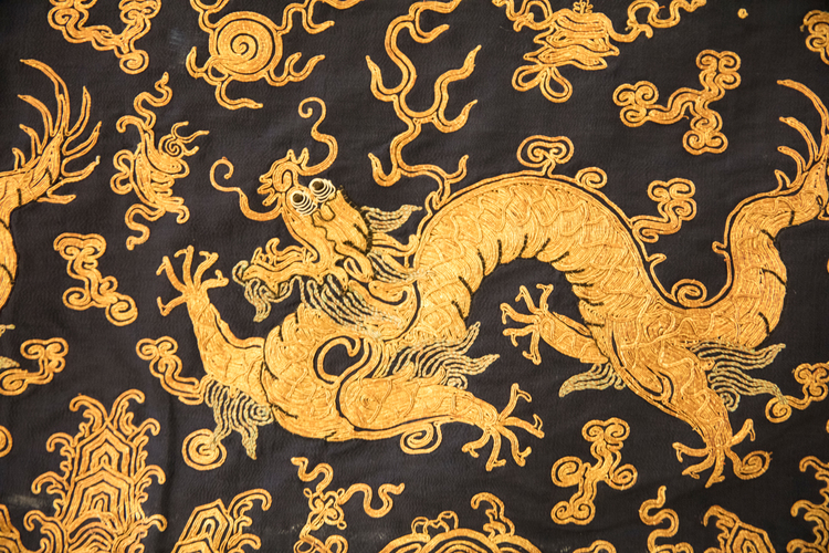 A Chinese large blue-ground 'dragon' panel