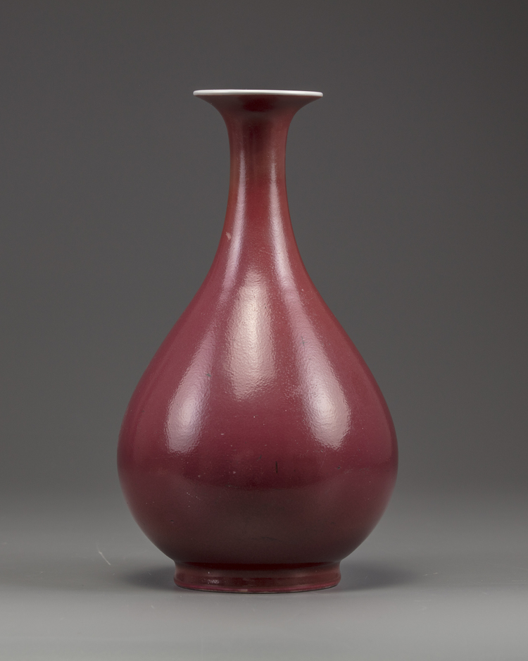 A Chinese ruby-enamelled pear-shaped vase, yuhuchunping