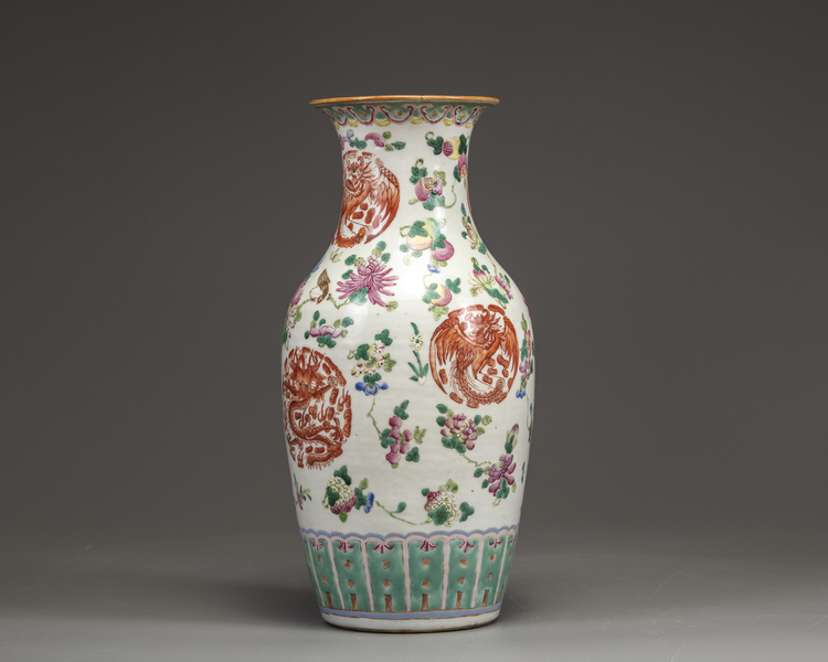 A Chinese famille rose 'dragon and phoenix' vase