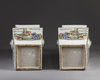 Two Chinese famille rose square-section vases