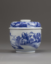 A Chinese Kangxi-style blue and white pot and cover