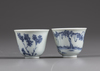 A pair of Chinese blue and white 'erotic' cups