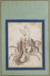 A PRINCE HUNTING, ATTACKED BY A DRAGON, QAJAR, PERSIA, 19TH CENTURY