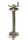 AN ISLAMIC OPENWORK OIL LAMP AND STAND, CENTRAL ASIA, 12TH-13TH CENTURY
