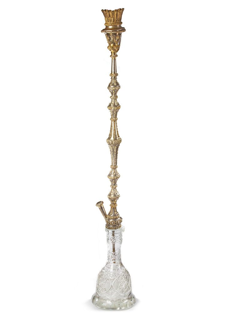 AN  OTTOMAN SILVER GILT HUQQA PIPE, TURKEY, 19TH CENTURY