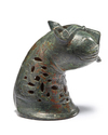 A FINE CAST BRONZE LION HEAD, FROM AN INCENSE BURNER, KHORASAN, 11TH-12TH CENTURY