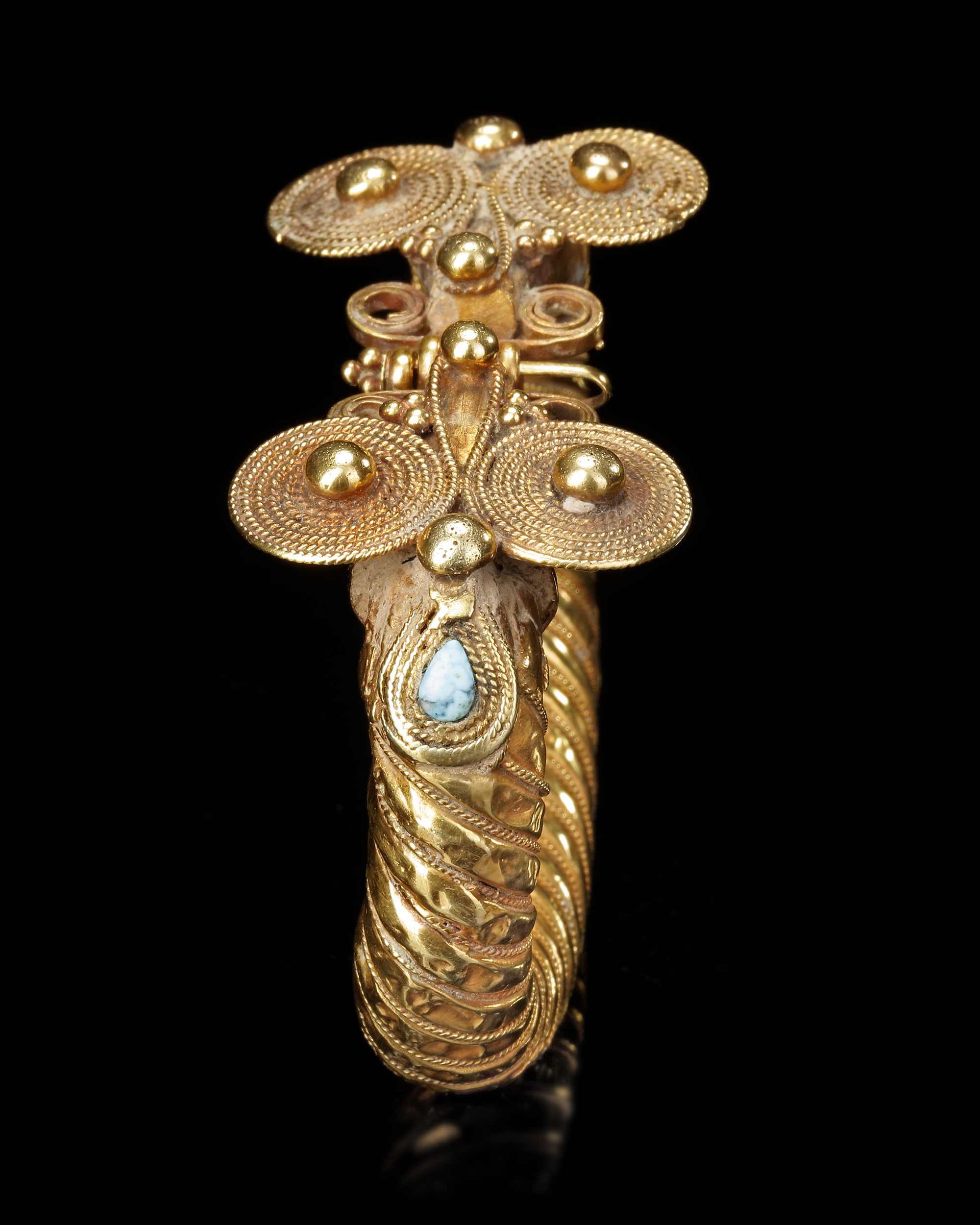 Persian Filigree Cannetille Solid 750 18K Gold Natural Turquoise Bangle  Bracelet | eBay