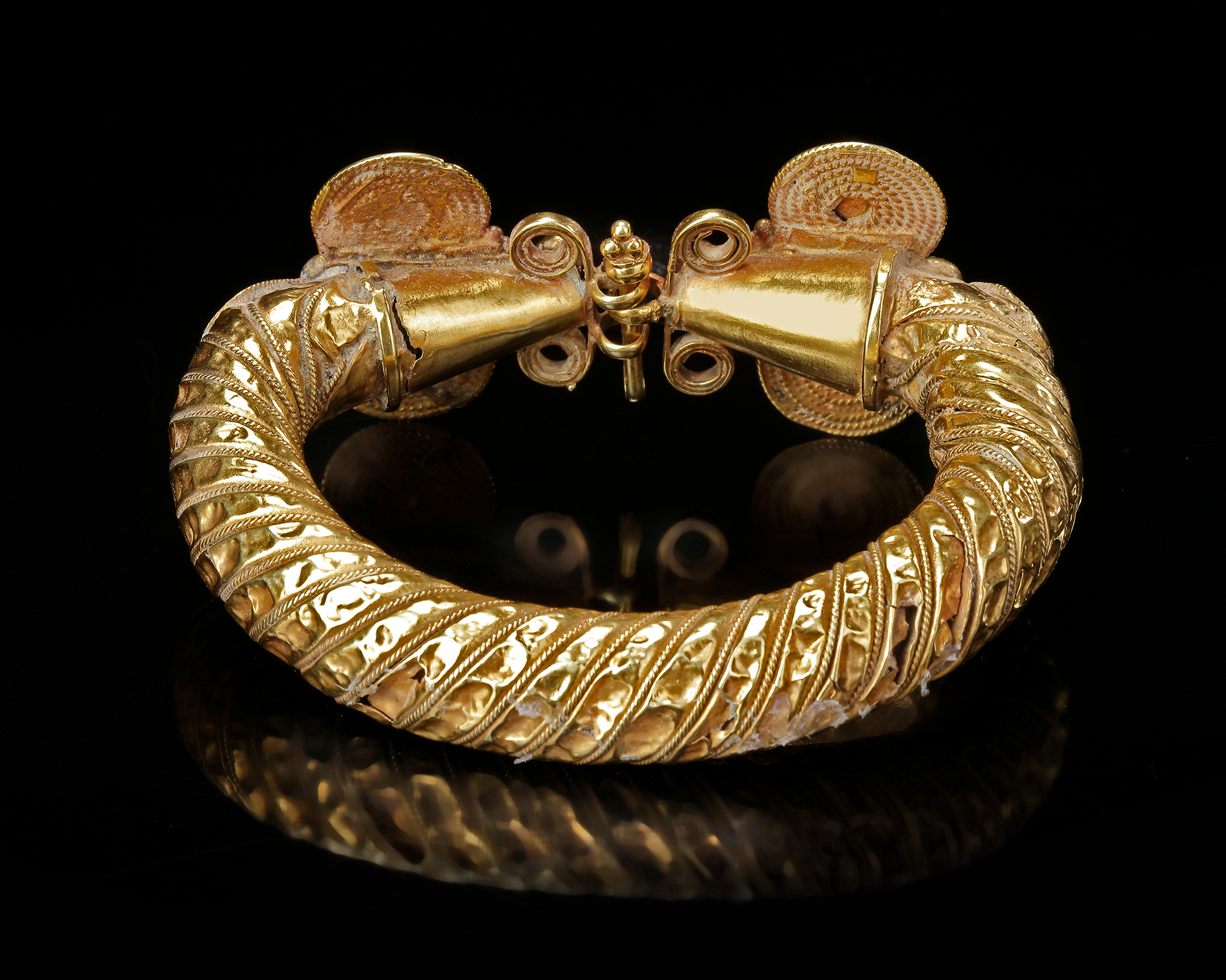 Persian Brass Bracelet with Coin Charm and Pearl