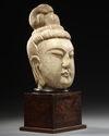 A GRAY STONE HEAD OF A BODHISATTVA, CHINA, SONG DYNASTY OR LATER
