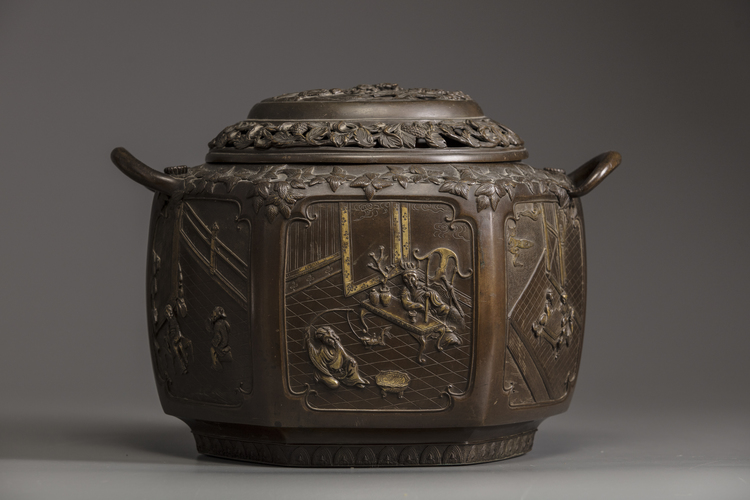 A Japanese bronze incense-burner