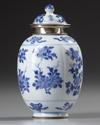 A CHINESE BLUE AND WHITE SILVER MOUNTED LOBBED JAR, KANGXI (1662-1722)