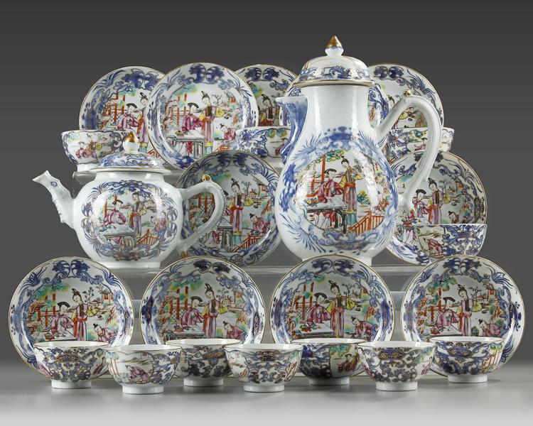 A CHINESE FAMILLE ROSE TEA-SERVICE, QIANLONG 1736 -1795