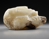A CARVED ALABASTER FUNERARY PORTRAIT WITH INSCRIPTION TO THE NECK, LATE 1ST MILLENNIUM BC