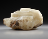 A CARVED ALABASTER FUNERARY PORTRAIT WITH INSCRIPTION TO THE NECK, LATE 1ST MILLENNIUM BC