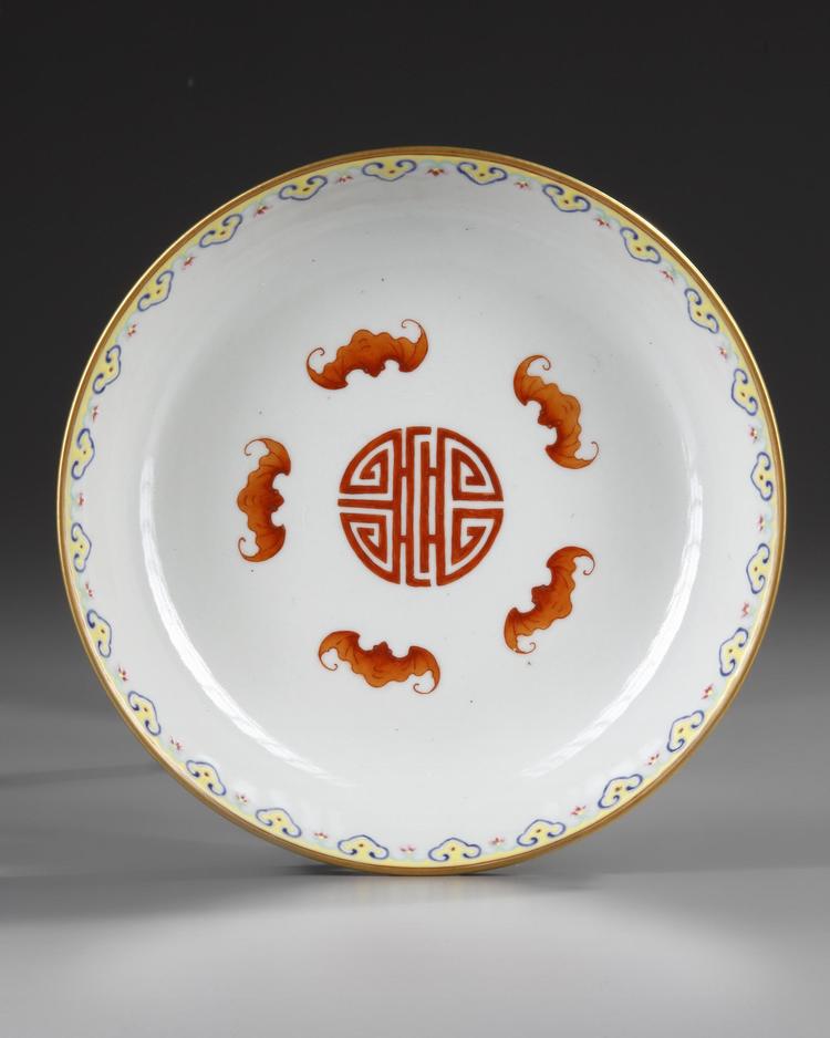 A CHINESE  FAMILLE ROSE 'BAT' DISH, 19TH CENTURY