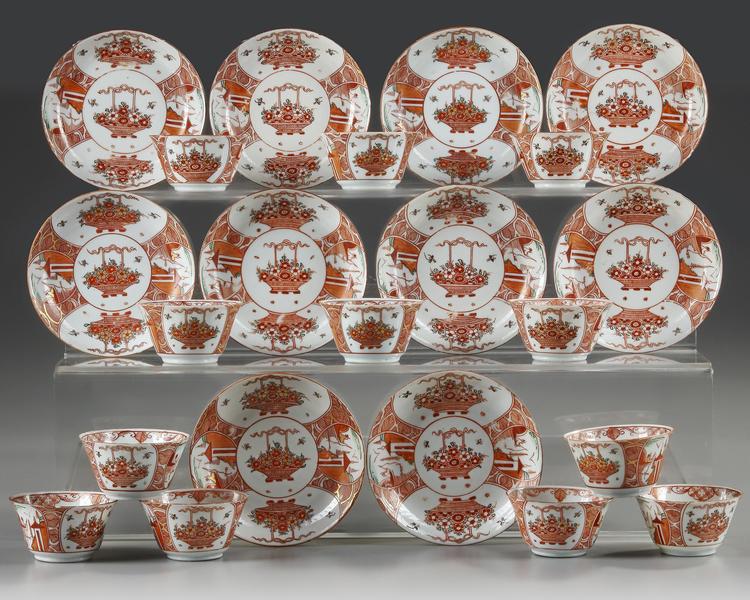 A GROUP OF TWENTY TWO CHINESE CUPS AND SAUCERS, AMSTERDAMS BONT, KANGXI 1662-1722