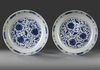 A PAIR OF CHINESE BLUE AND WHITE 'LOTUS' DISHES, GUANGXU SIX-CHARACTER MARK AND OF PERIOD