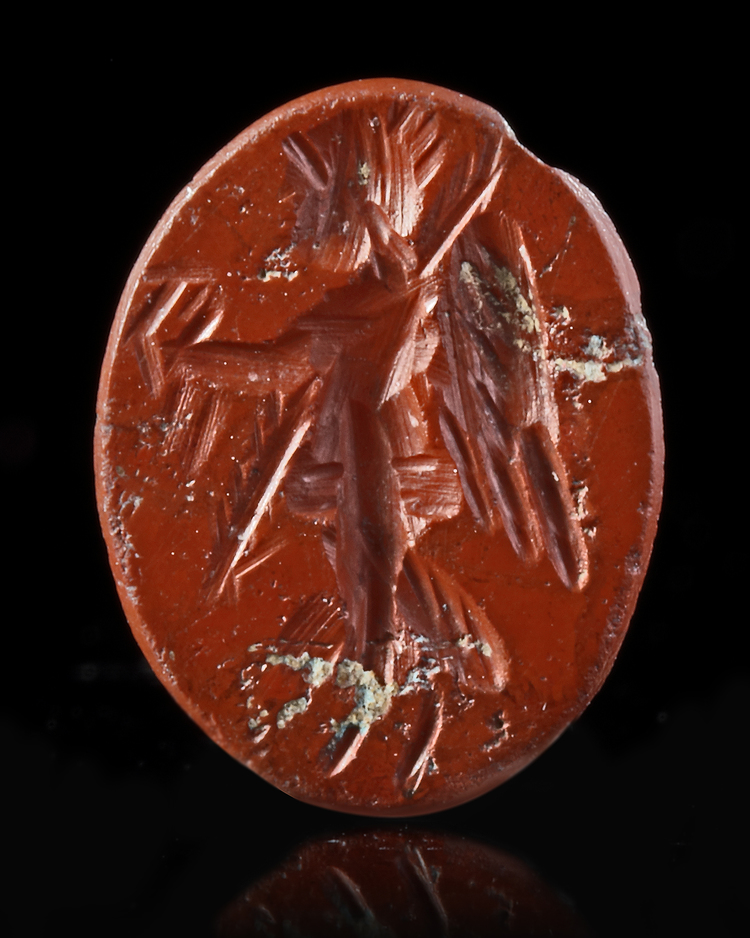 A ROMAN RED JASPER INTAGLIO OF VICTORY, 2ND CENTURY AD