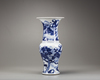 A Chinese blue and white ‘deer and crane’ 'phoenix-tail' vase