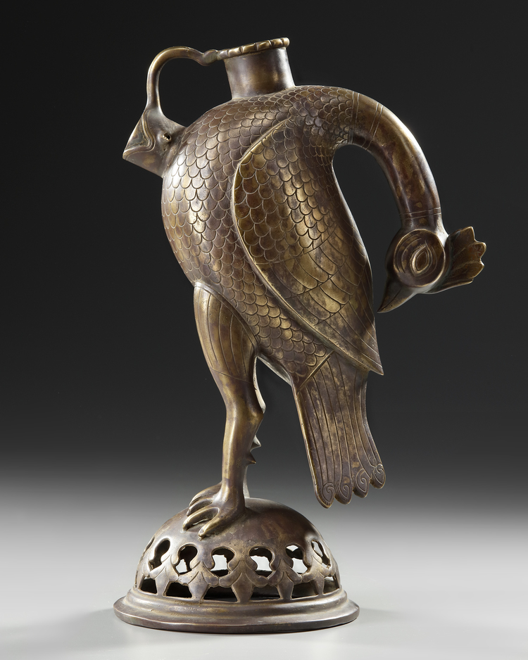 A BRONZE BIRD SHAPED EWER, PERSIA, 19TH-20TH CENTURY
