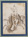 A PRINCE HUNTING, ATTACKED BY A DRAGON, QAJAR, PERSIA, 19TH CENTURY