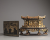 A Chinese Peranakan gilt-lacquered wood offering box and cover, chanap