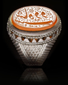 AN AGATE SEAL SILVER RING, 19TH CENTURY