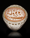 AN AGATE SEAL SILVER RING, 19TH CENTURY