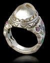 A GEM-SET CRYSTAL SEAL SILVER RING, 12TH CENTURY