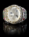 A GEM-SET CRYSTAL SEAL SILVER RING, 12TH CENTURY