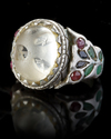 A GEM-SET CRYSTAL SEAL SILVER RING, 12TH CENTURY