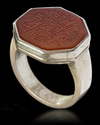 AN AGATE SEAL SILVER RING