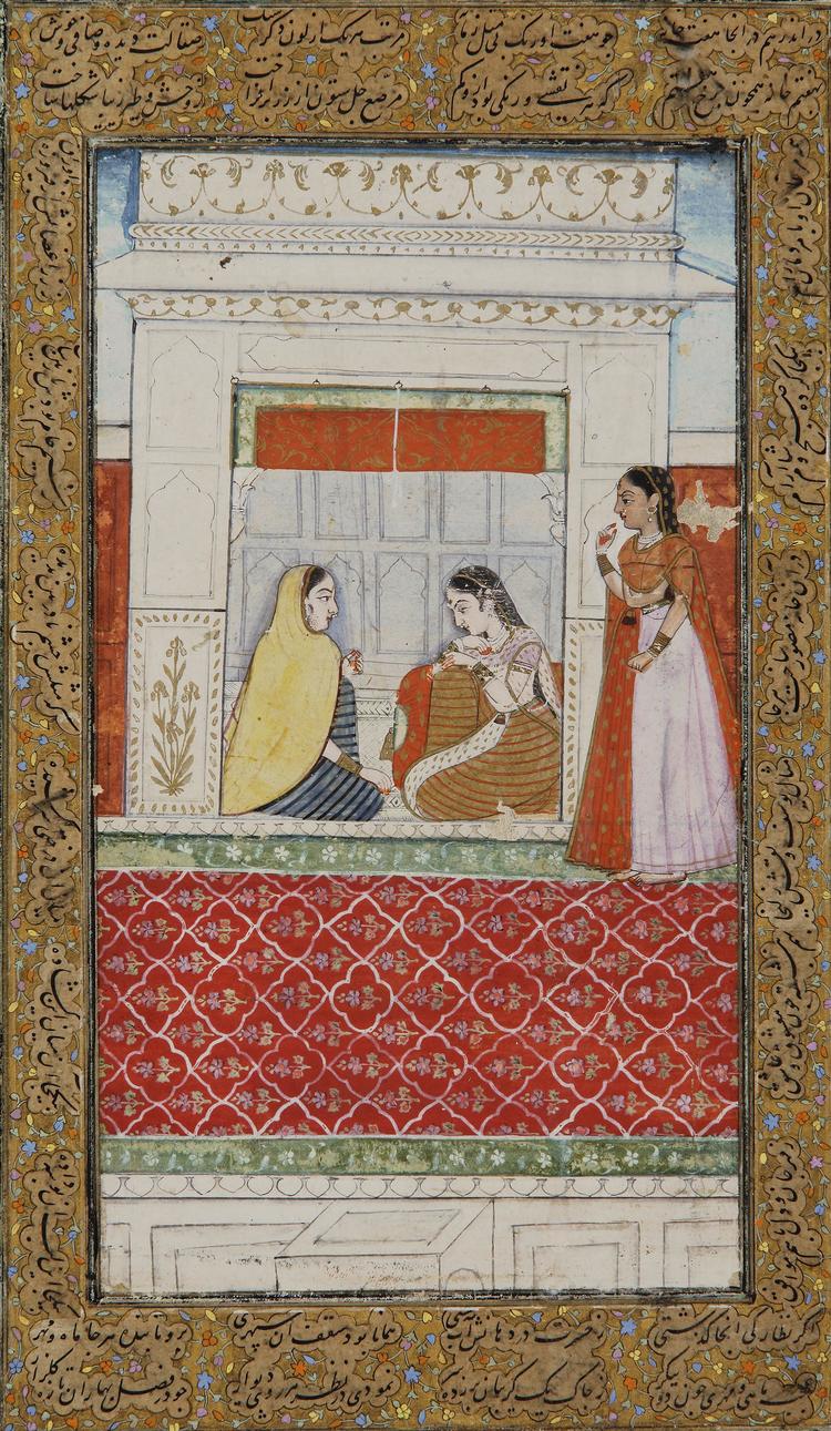 WOMEN IN A TEMPLE, INDIA, JAIPUR, 18TH CENTURY