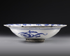 A SAFAVID BLUE AND WHITE POTTERY DISH, PERSIA, 16TH CENTURY