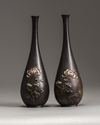 A pair of Japanese bronze vases