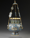 A MOSQUE LAMP, BRONZE WITH CLOISONNÉ ENAMEL DECORATION, CHINA, LATE 19TH CENTURY
