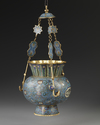 A MOSQUE LAMP, BRONZE WITH CLOISONNÉ ENAMEL DECORATION, CHINA, LATE 19TH CENTURY