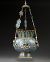 A MOSQUE LAMP, BRONZE WITH CLOISONNÉ ENAMEL DECORATION, CHINA, LATE 19TH CENTURY