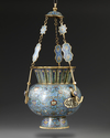 A MOSQUE LAMP, BRONZE WITH CLOISONNÉ ENAMEL DECORATION, CHINA, LATE 19TH CENTURY