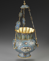 A MOSQUE LAMP, BRONZE WITH CLOISONNÉ ENAMEL DECORATION, CHINA, LATE 19TH CENTURY