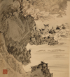 A CHINESE HANGING SCROLL OF A MOUNTAIN LANDSCAPE
