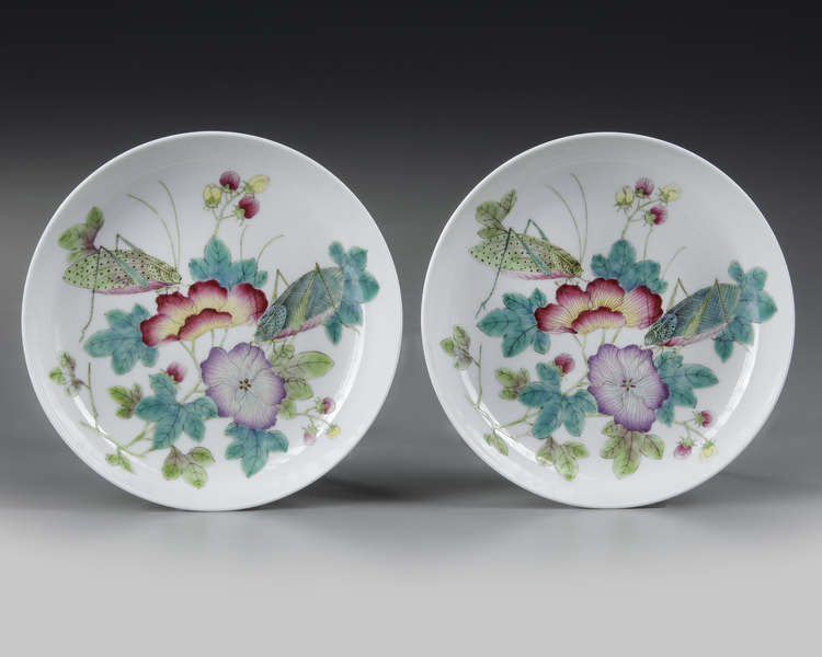 A PAIR OF CHINESE FAMILLE ROSE PLATES, 19TH CENTURY